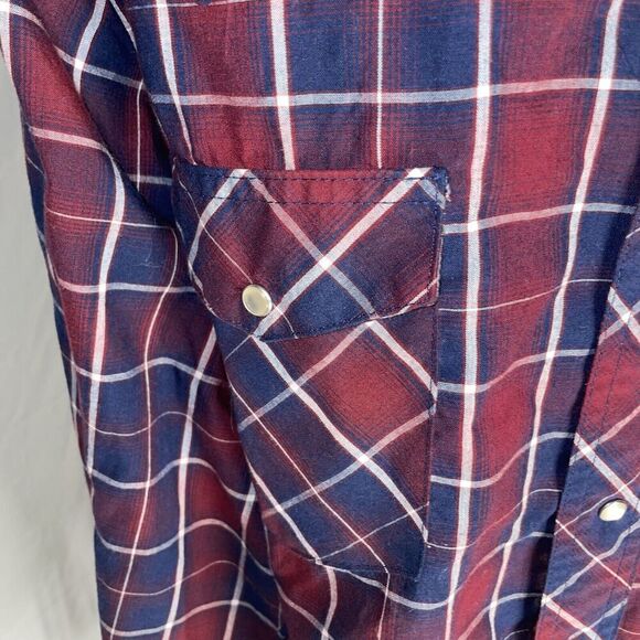 Wrangler-Mens Long Sleeve Western Pearl Snap Shirt, XL Plaid - Picture 2 of 7